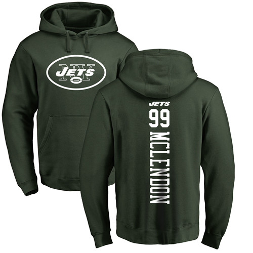 New York Jets Men Green Steve McLendon Backer NFL Football #99 Pullover Hoodie Sweatshirts